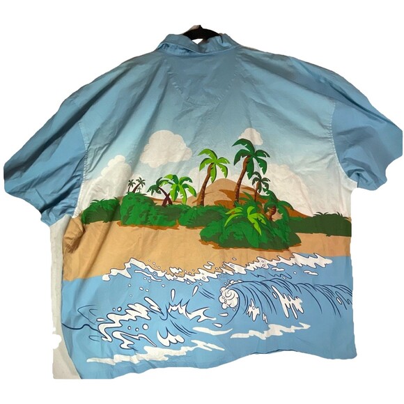 Disney Store 2XL Hawaiian Shirt Mickey Goofy Donald Surfing Aloha Shirt - Picture 6 of 6